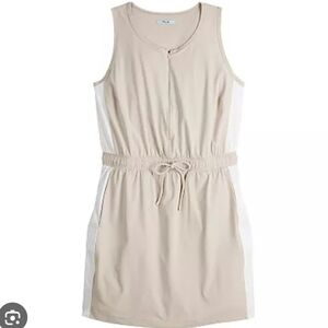 PL&l Beige Tank Dress with White Side Panels and Drawstring Waist